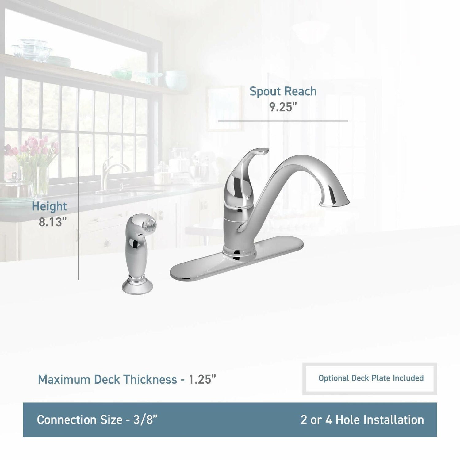 MOEN Camerist 7840 Single Handle Deck Mount Standard Kitchen Faucet in Chrome