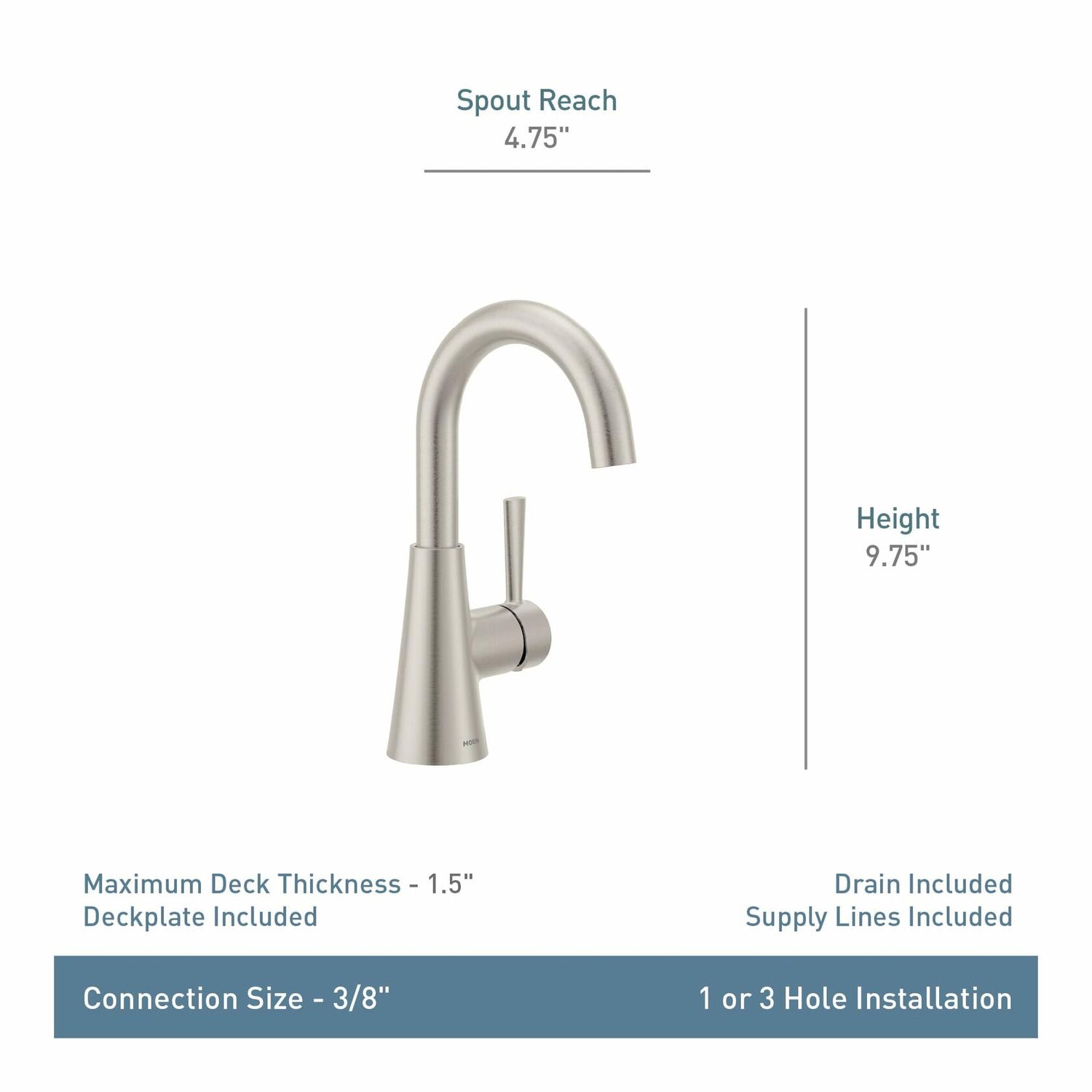 MOEN Ronan 84021BL Single Hole Single-Handle Bathroom Faucet in Matte Black