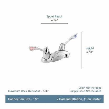 Moen 8800 M-Bition 4-Inch Two Handle Centerset Lavatory Faucet 1.5 gpm, 1, Chrome