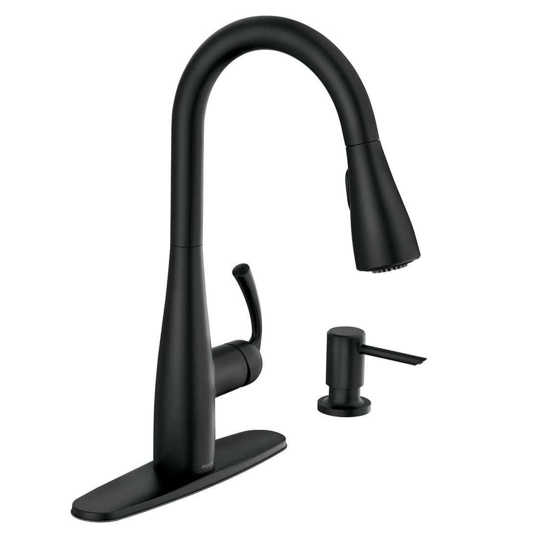 MOEN Essie 87014BL Single-Handle Pull-Down Sprayer Kitchen Faucet with Reflex and Power Clean in Matte Black