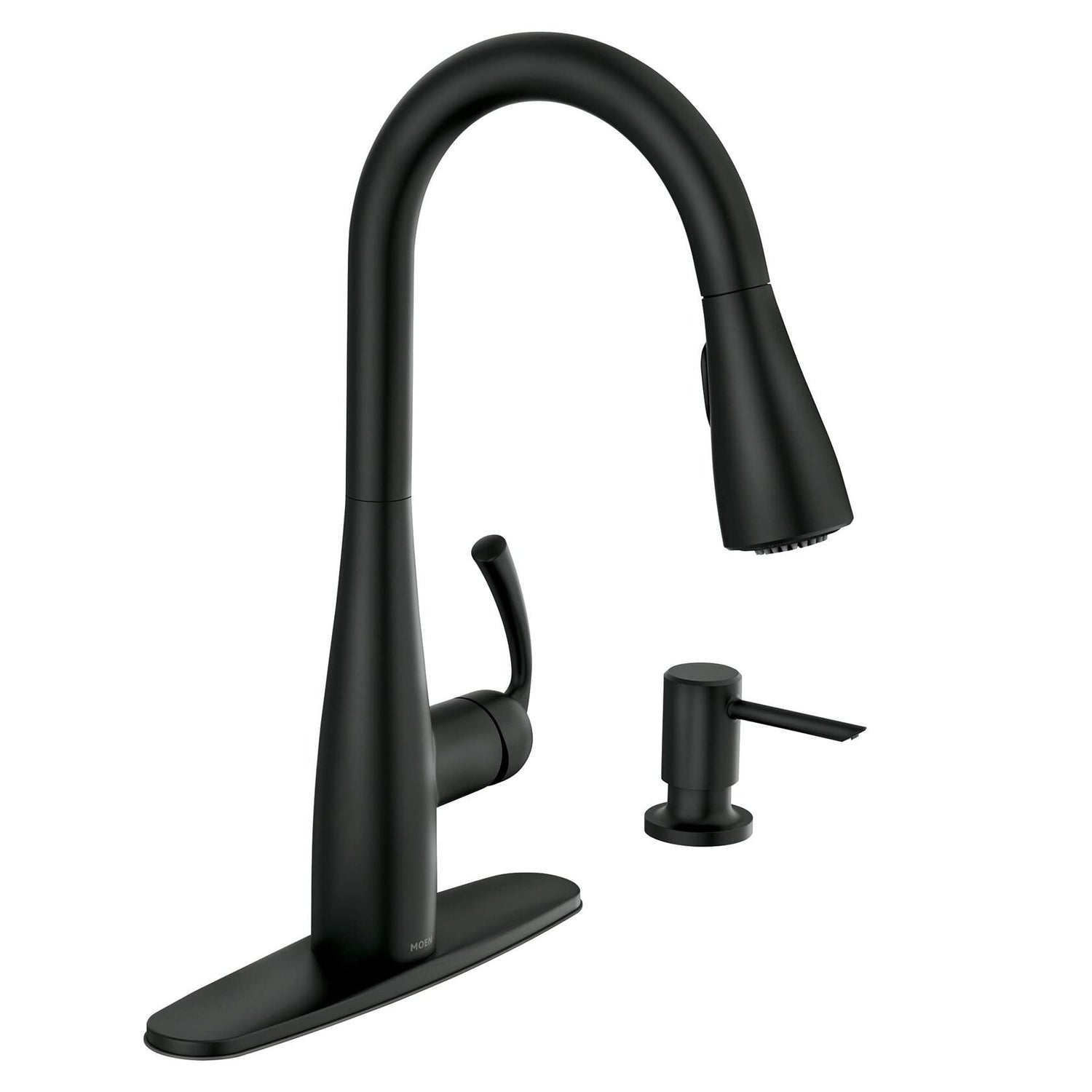 MOEN Essie 87014BL Single-Handle Pull-Down Sprayer Kitchen Faucet with Reflex and Power Clean in Matte Black