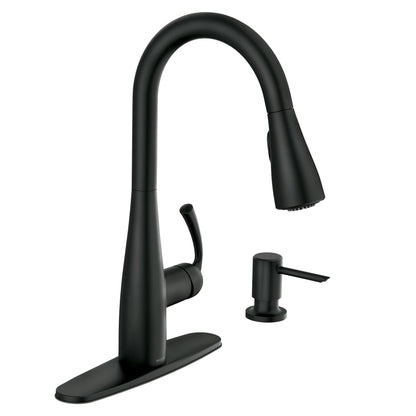 MOEN Essie 87014BL Single-Handle Pull-Down Sprayer Kitchen Faucet with Reflex and Power Clean in Matte Black