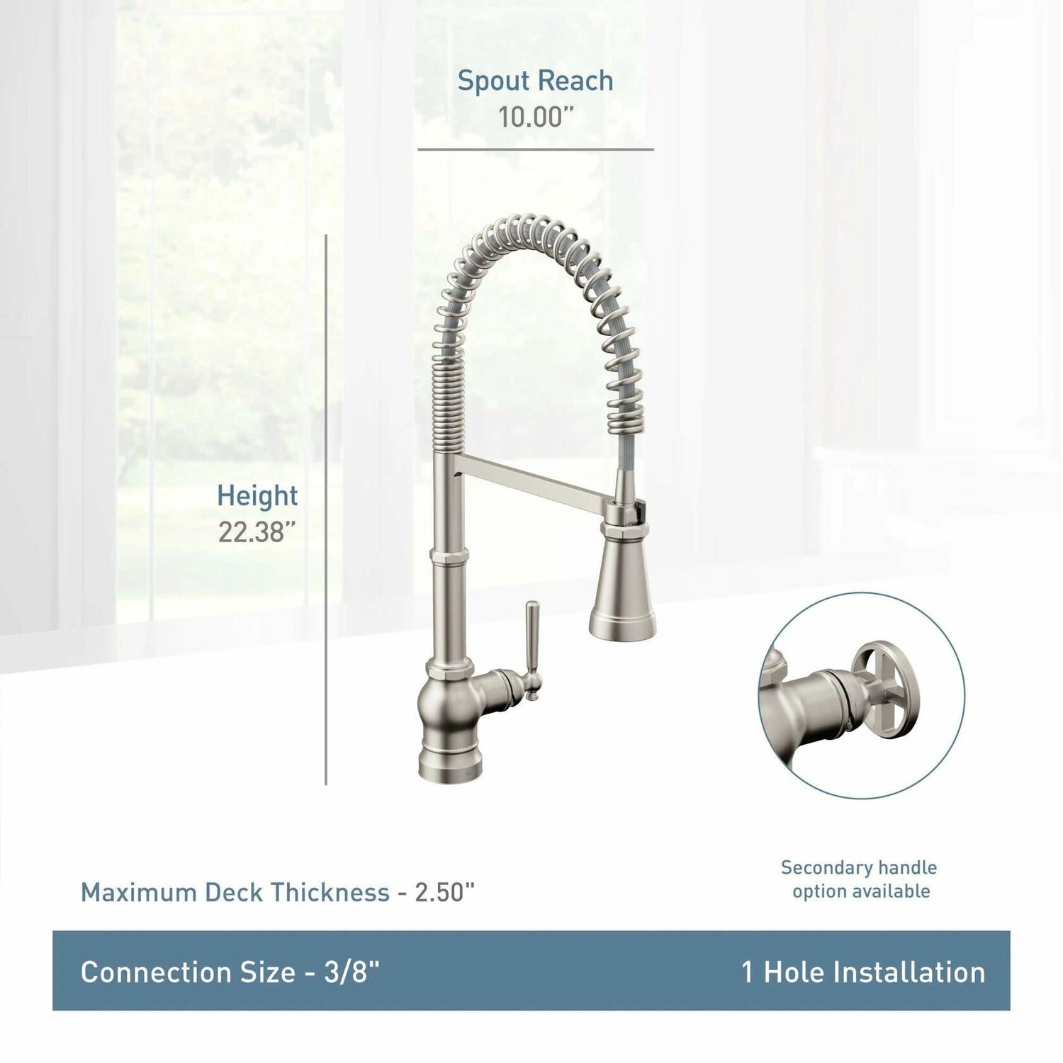 MOEN Paterson S72103BL Single-Handle Pre-Rinse Spring Pulldown Sprayer Kitchen Faucet with Power Clean in Matte Black