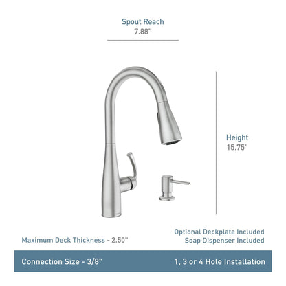 MOEN Essie 87014BL Single-Handle Pull-Down Sprayer Kitchen Faucet with Reflex and Power Clean in Matte Black