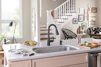 MOEN Essie 87014BL Single-Handle Pull-Down Sprayer Kitchen Faucet with Reflex and Power Clean in Matte Black