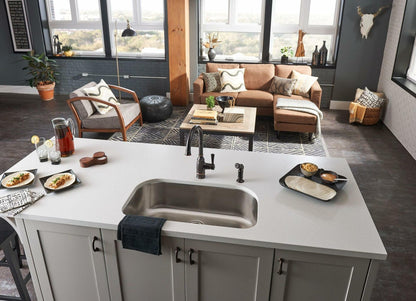 MOEN Noell 87506BRB Single-Handle Standard Kitchen Faucet with Side Sprayer in Mediterranean Bronze