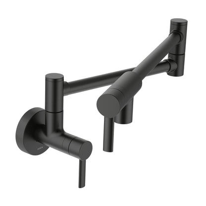 MOEN Modern S665BL Wall Mount Folding Swing Arm Pot Filler in Matte Black