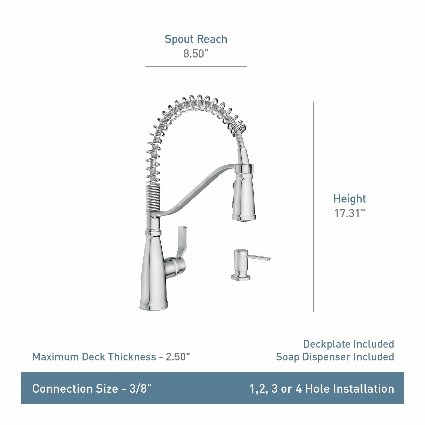 MOEN Nolia 87886BL Single-Handle Pre-Rinse Spring Pulldown Sprayer Kitchen Faucet with Power Boost in Matte Black