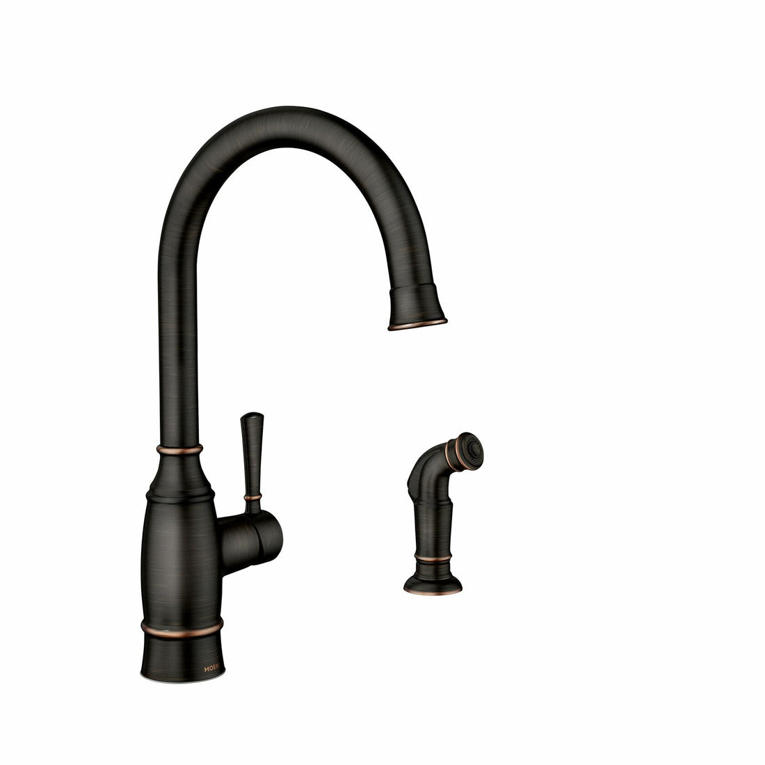MOEN Noell 87506BRB Single-Handle Standard Kitchen Faucet with Side Sprayer in Mediterranean Bronze