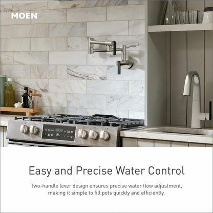 MOEN Modern S664BGWall Mount Folding Swing Arm Pot Filler in Brushed Gold