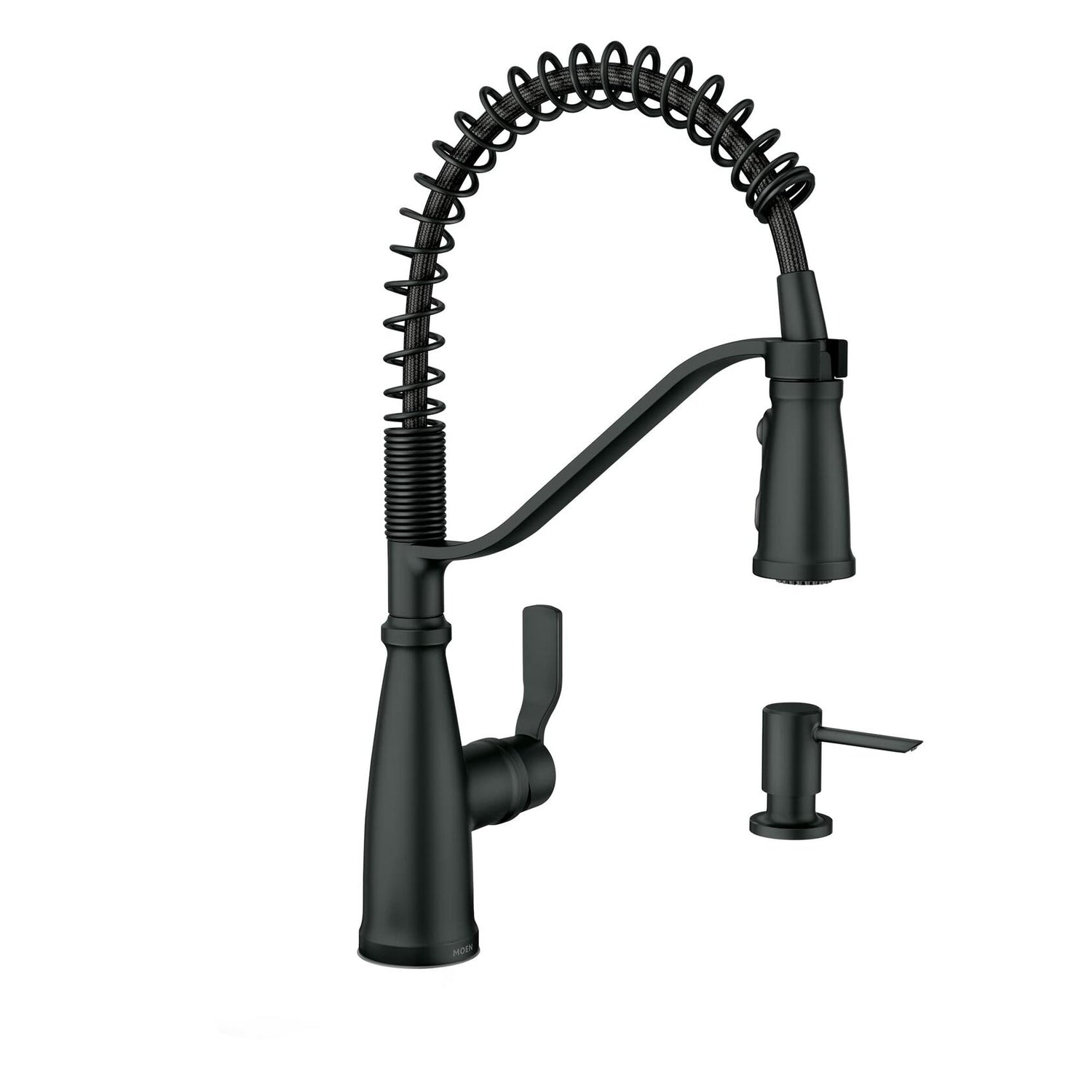 MOEN Nolia 87886BL Single-Handle Pre-Rinse Spring Pulldown Sprayer Kitchen Faucet with Power Boost in Matte Black