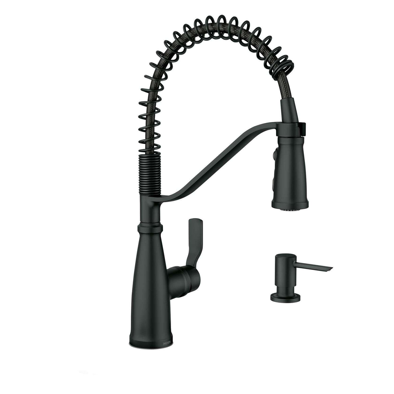 MOEN Nolia 87886BL Single-Handle Pre-Rinse Spring Pulldown Sprayer Kitchen Faucet with Power Boost in Matte Black