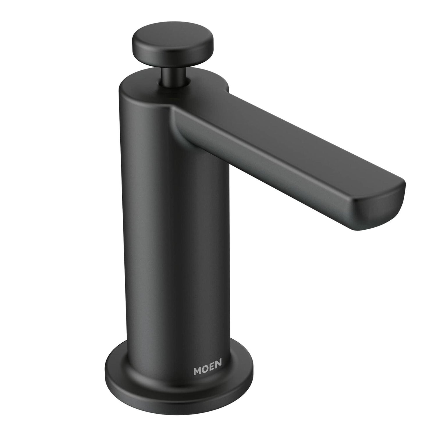 MOEN S3947BL Modern Deck Mounted Kitchen Soap Dispenser with Above the Sink Refillable Bottle in Matte Black