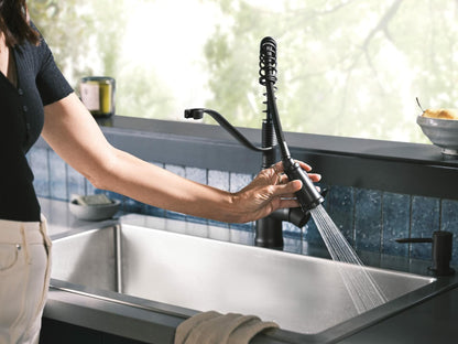 MOEN Nolia 87886BL Single-Handle Pre-Rinse Spring Pulldown Sprayer Kitchen Faucet with Power Boost in Matte Black