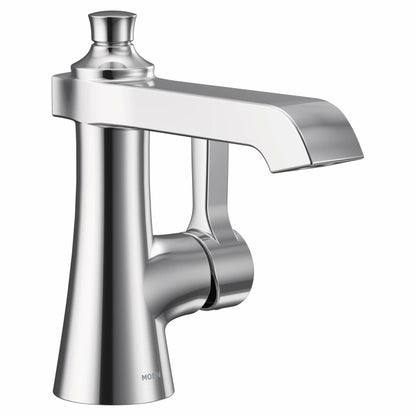 MOEN Flara S6981 One-Handle Single Hole Bathroom Faucet with Drain Assembly in Chrome
