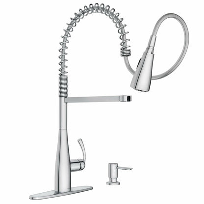 Moen Essie Chrome One-Handle High Arc Pre-Rinse Spring Pulldown Kitchen Faucet with Power Clean, 87814