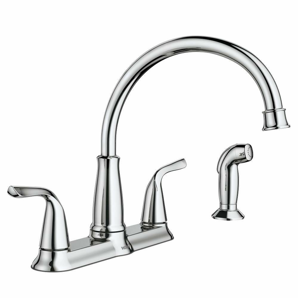 MOEN Brecklyn 87102 Two Handle Standard Kitchen Faucet with Side Sprayer in Chrome