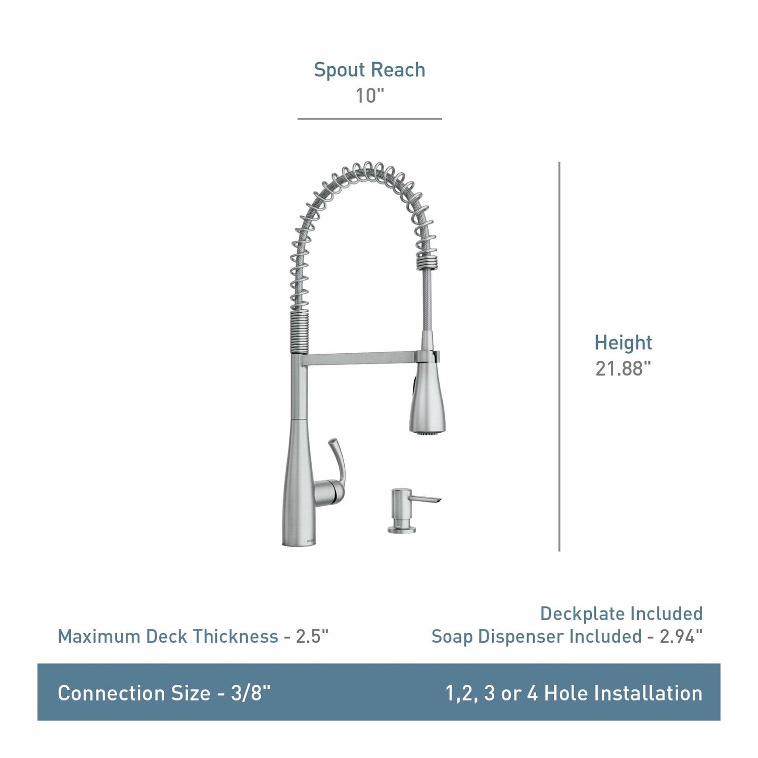 Moen Essie Chrome One-Handle High Arc Pre-Rinse Spring Pulldown Kitchen Faucet with Power Clean, 87814