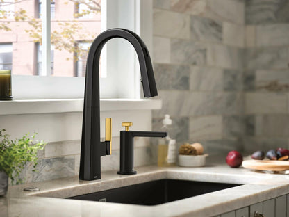 MOEN Nio S75005EV2BL Smart Faucet Touchless Pull-Down Sprayer Kitchen Faucet with Voice and Motion Control in Matte Black