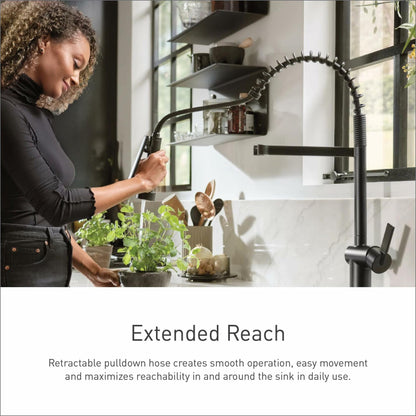 MOEN Sleek 5925BL High Spring Pull Down Sprayer Kitchen Faucet with 360 Degree Spout Swivel and Power Boost in Matte Black