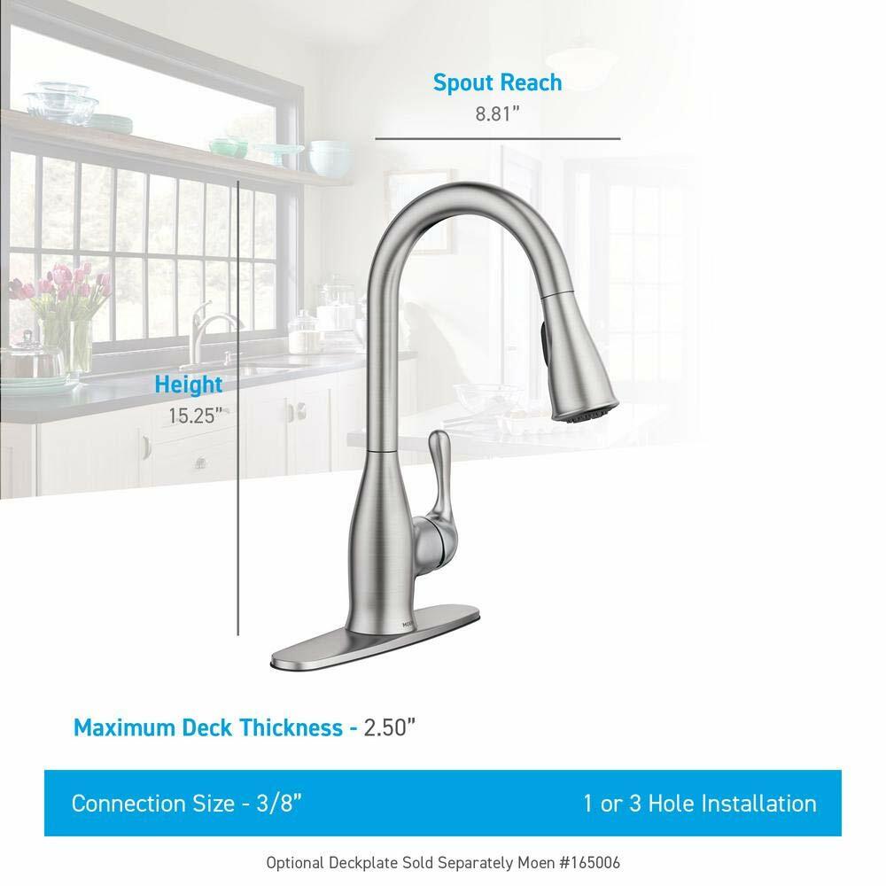 MOEN Kaden 87966BRB Single-Handle Pull-Down Sprayer Kitchen Faucet with Reflex and Power Clean in Mediterranean Bronze