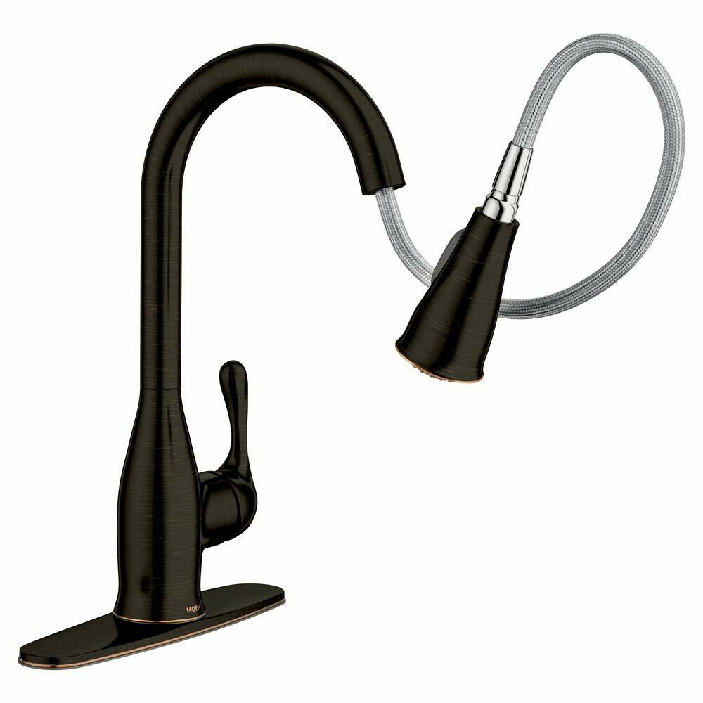 MOEN Kaden 87966BRB Single-Handle Pull-Down Sprayer Kitchen Faucet with Reflex and Power Clean in Mediterranean Bronze