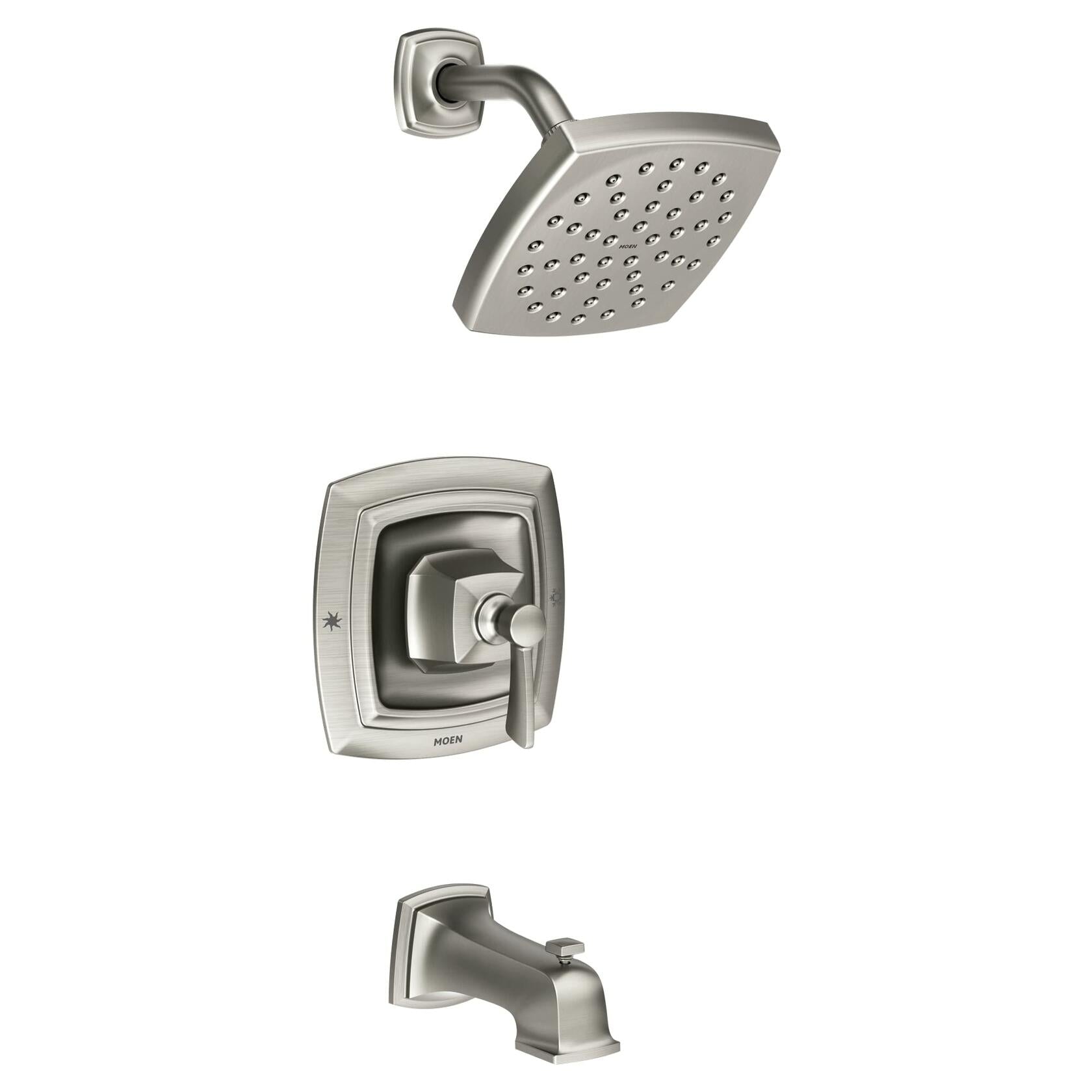 MOEN Conway 82922SRN Single Handle 1-Spray Tub and Shower Faucet 1.75 GPM with Valve in. Spot Resist Brushed Nickel (Valve Included)