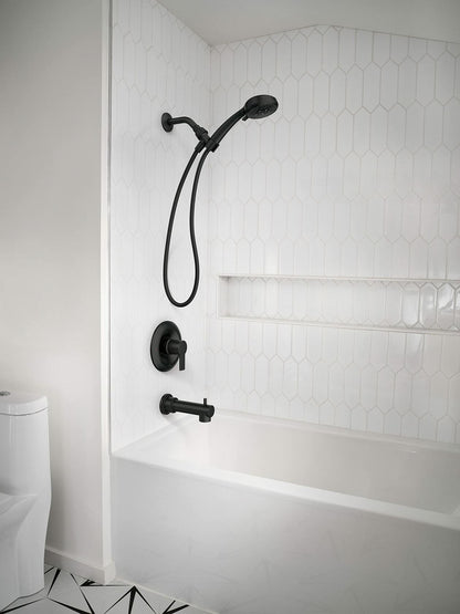 MOEN Meena 82618BL Single Handle 4-Spray 4 in. Tub and Shower Faucet 1.75 GPM in. Matte Black (Valve Included)