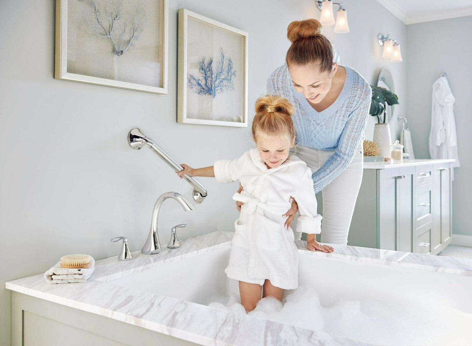 MOEN Eva T943 Two Handle Deck-Mount Roman Tub Faucet Trim Kit in Chrome (Valve Not Included)