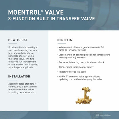 MOEN Align T3290BL Two Handle Moentrol Transfer Valve Trim Kit in Matte Black (Valve Not Included)