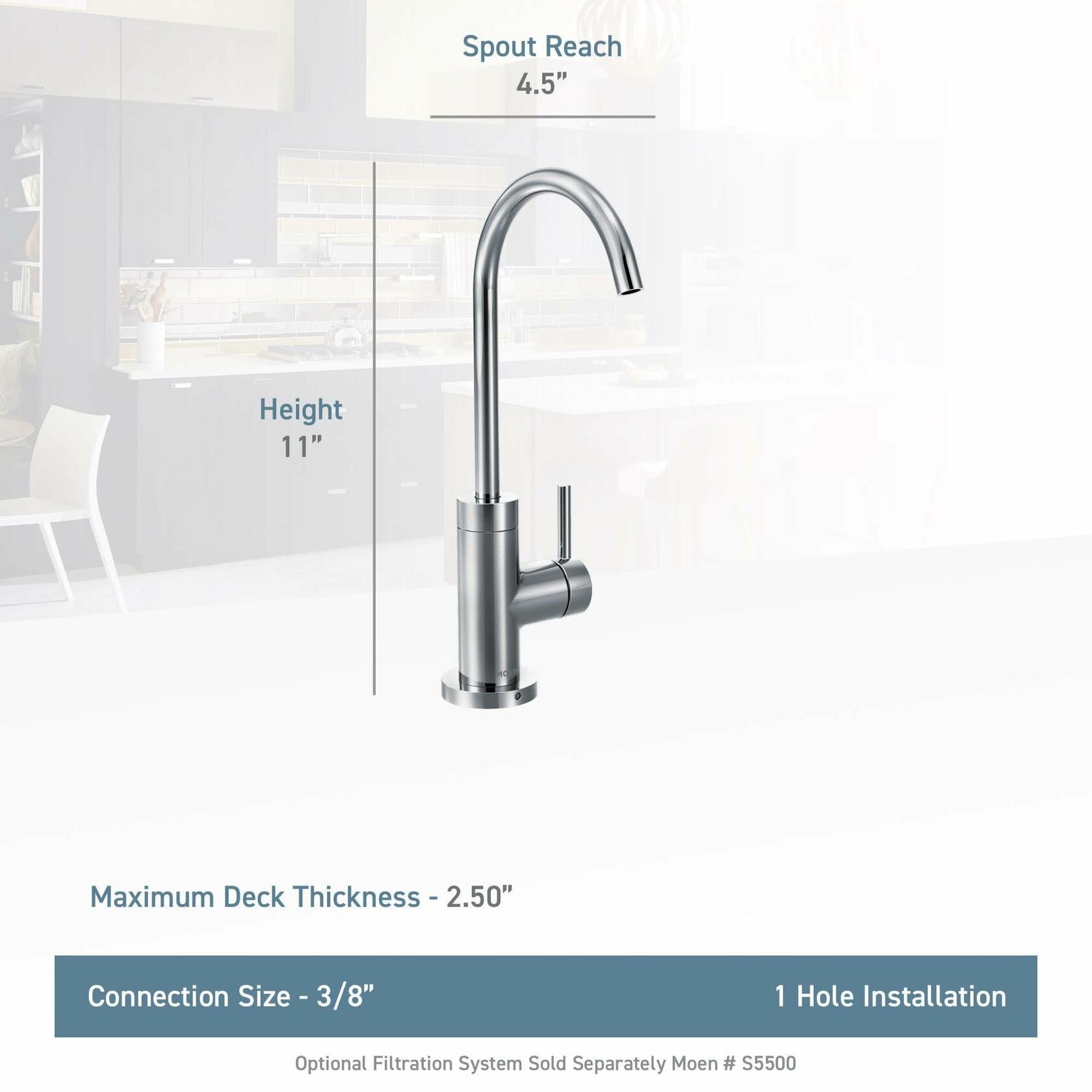 MOEN Sip S5530BG Modern Single-Handle Drinking Fountain Beverage Faucet in Brushed Gold