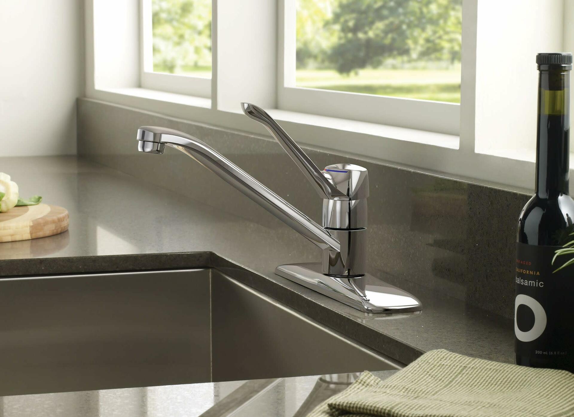 MOEN Chateau 7425 Low-Arc Single-Handle Standard Kitchen Faucet in Chrome