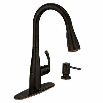 MOEN Essie 87014EWBRB Touchless 1-Handle Pull-Down Sprayer Kitchen Faucet with MotionSense Wave and Power Clean in Mediterranean Bronze