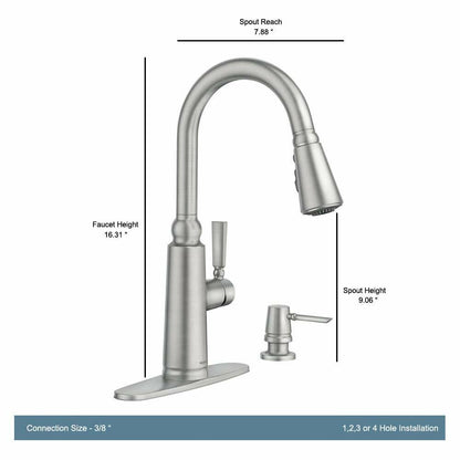 MOEN Coretta 87997SRS Single-Handle Pull-Down Sprayer Kitchen Faucet with Reflex and Power Boost in Spot Resist Stainless