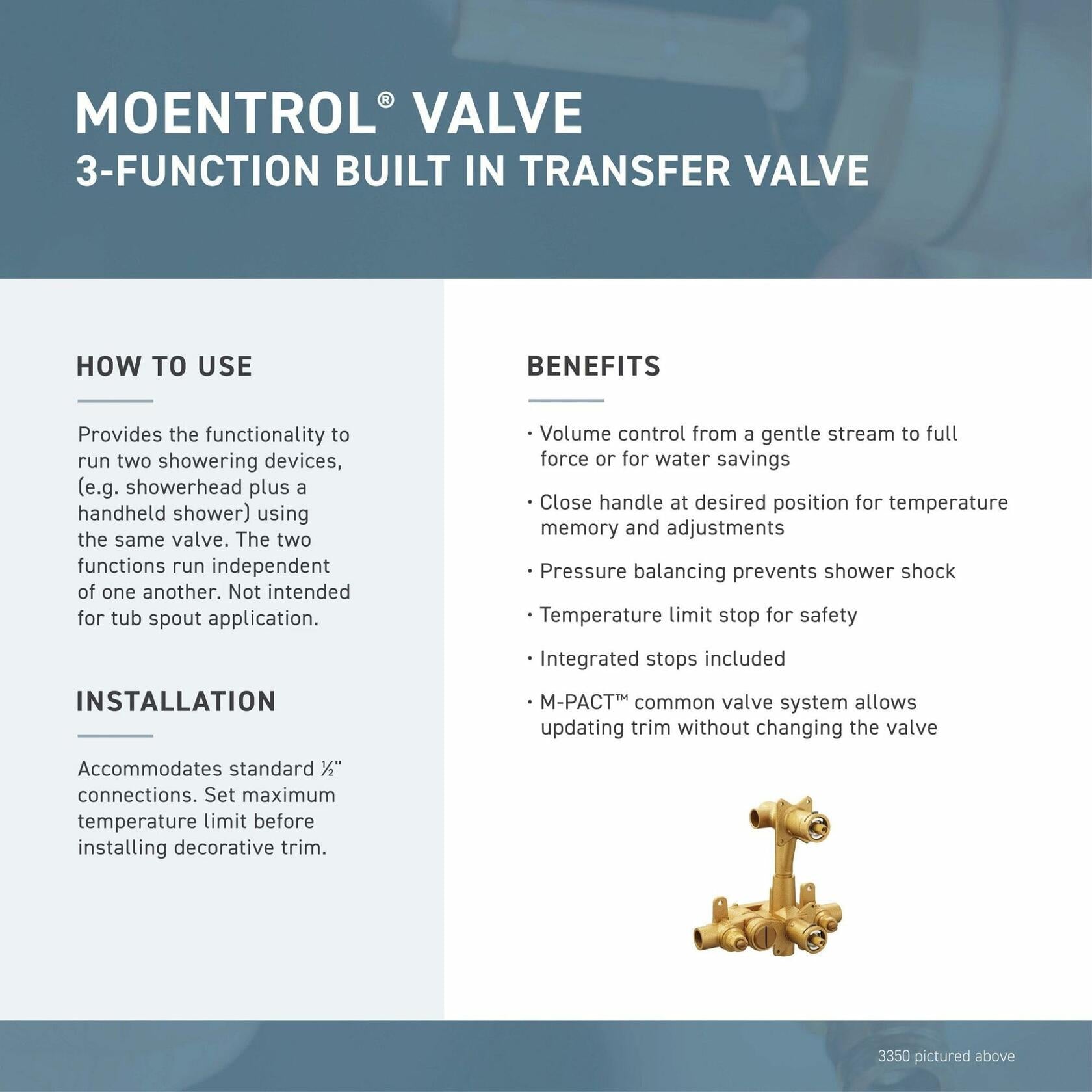 MOEN Kingsley Moentrol T4111 with Transfer Valve 2-Handle Valve Trim Kit in Chrome (Valve Not Included)