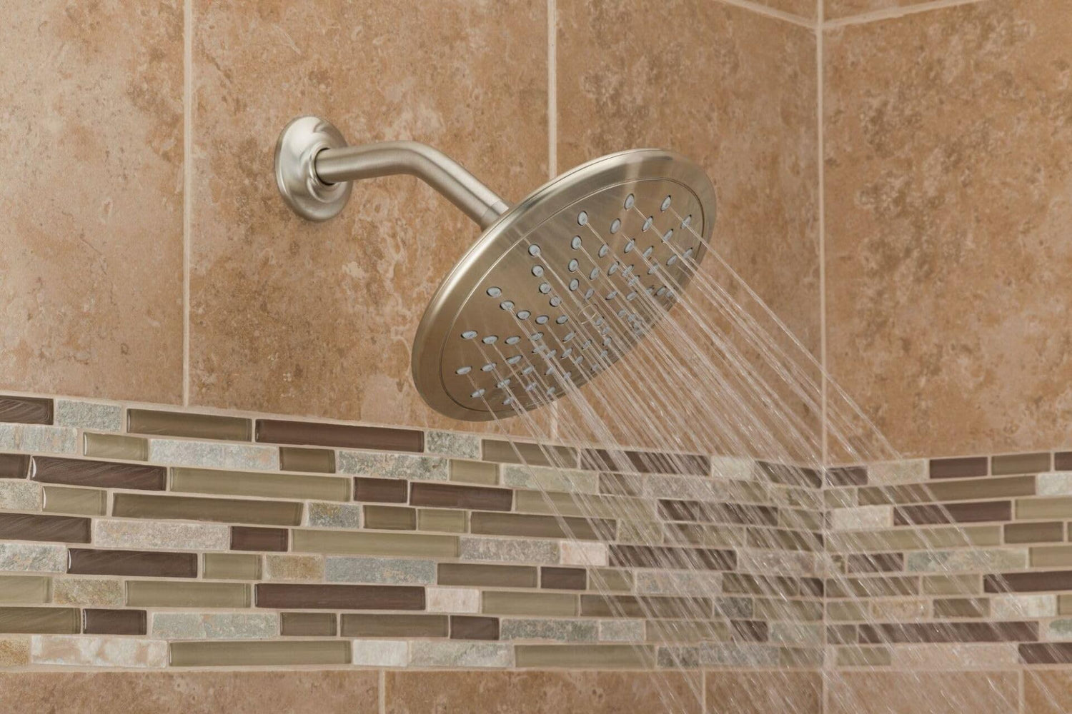 MOEN Eco-Performance 6345BN One Spray Patterns 8 in. Single Wall Mount Low Flow Fixed Shower Head in Brushed Nickel