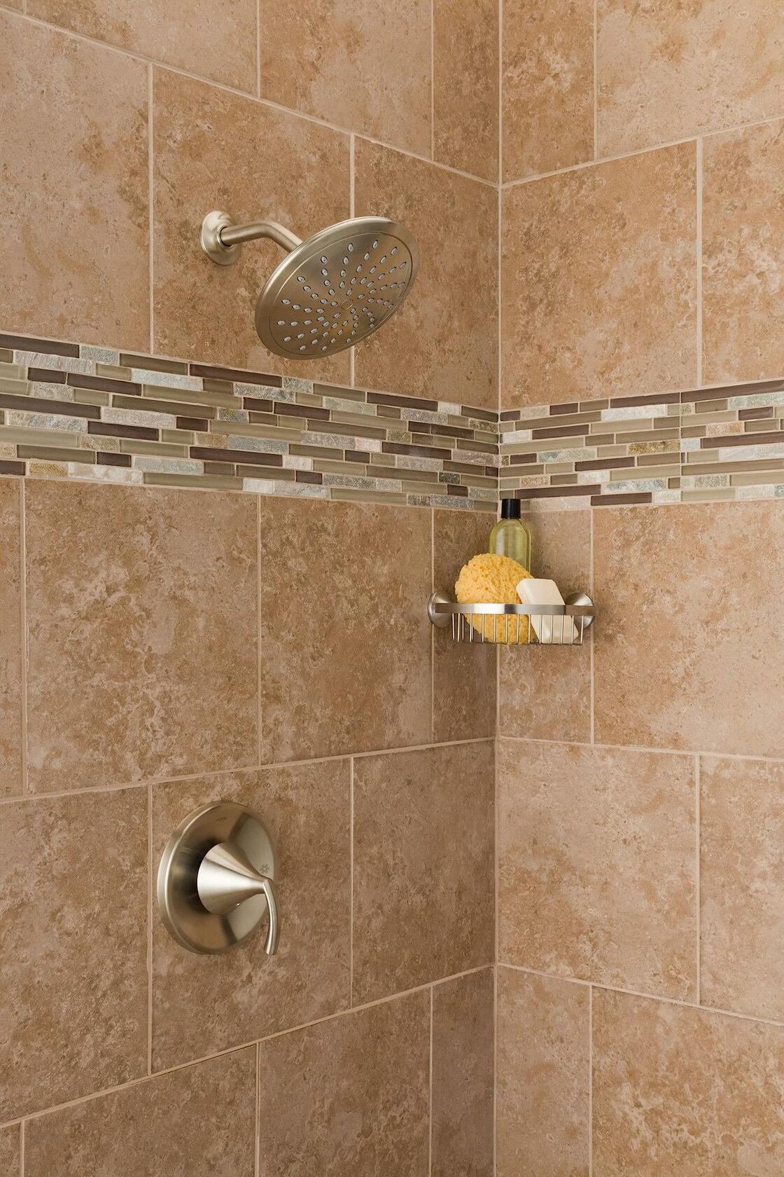 MOEN Eco-Performance 6345BN One Spray Patterns 8 in. Single Wall Mount Low Flow Fixed Shower Head in Brushed Nickel