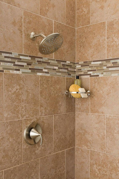 MOEN Eco-Performance 6345BN One Spray Patterns 8 in. Single Wall Mount Low Flow Fixed Shower Head in Brushed Nickel