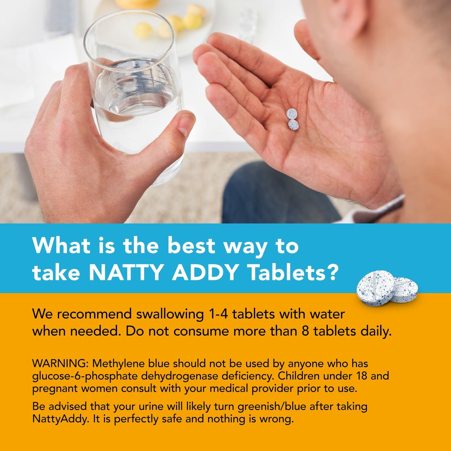 Natty Addy Maximum Strength Brain Support - Methylene Blue Pharmaceutical Grade, Caffeine and L-Theanine - Focus Supplement 60 caps
