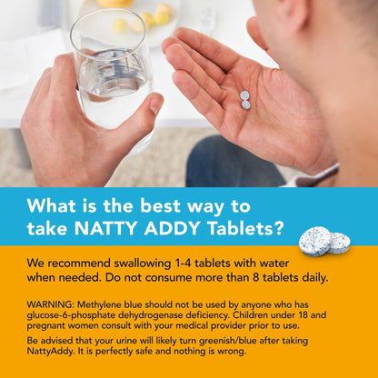 Natty Addy Maximum Strength Brain Support - Methylene Blue Pharmaceutical Grade, Caffeine and L-Theanine - Focus Supplement 60 caps