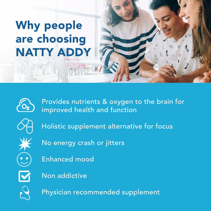 Natty Addy Maximum Strength Brain Support - Methylene Blue Pharmaceutical Grade, Caffeine and L-Theanine - Focus Supplement 60 caps