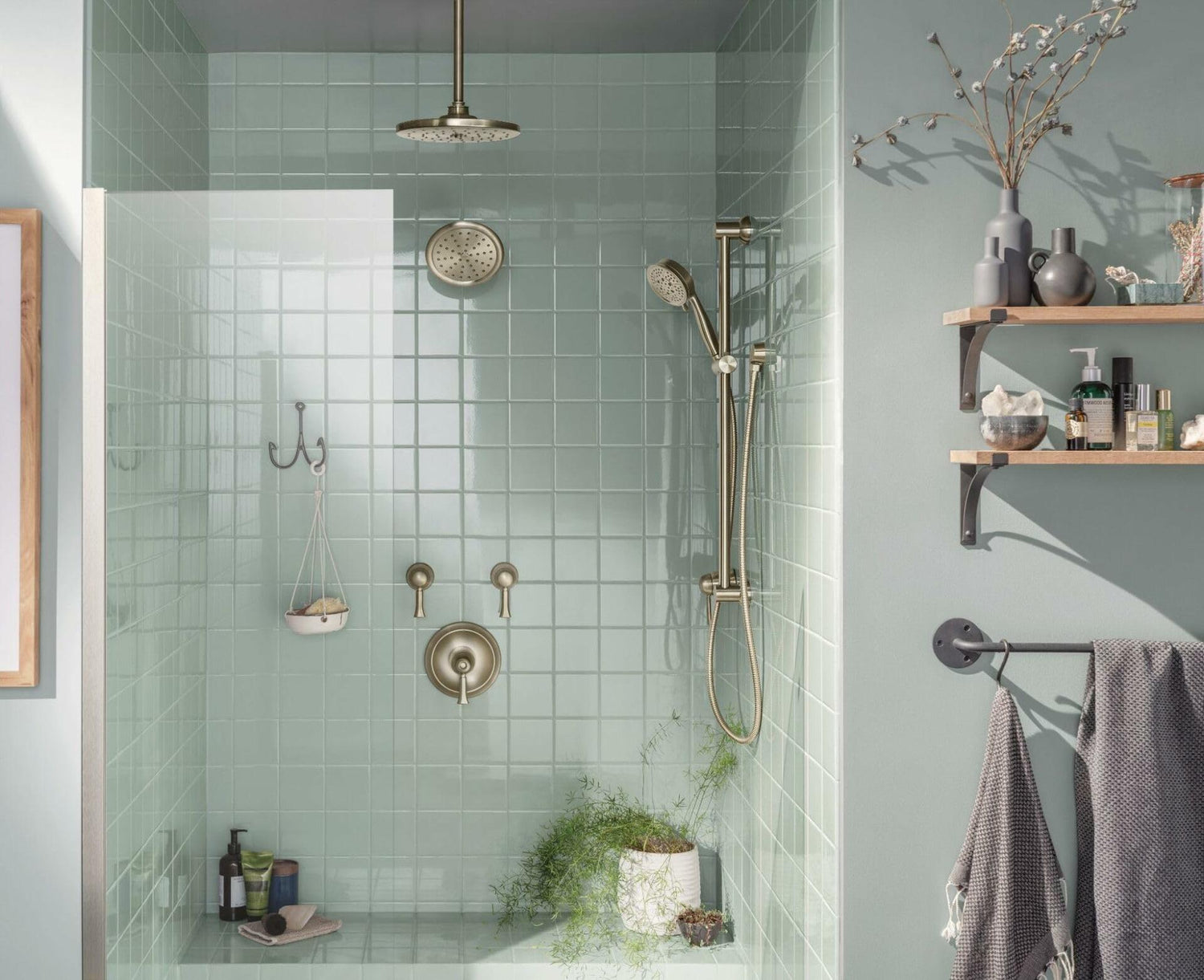 MOEN 3667EPBN 4-Spray Eco-Performance Handheld Hand Shower with Slide Bar in Brushed Nickel