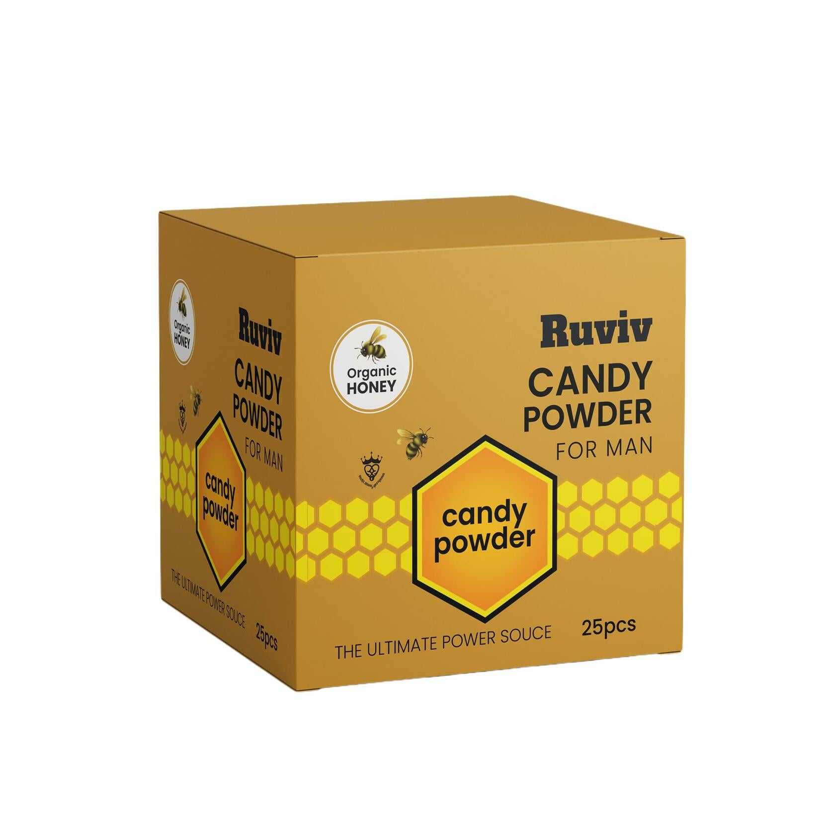 Pure Honey Candy with Coffee, Ginseng &amp; Natural Herbs For Male, Full Box of 25 Count