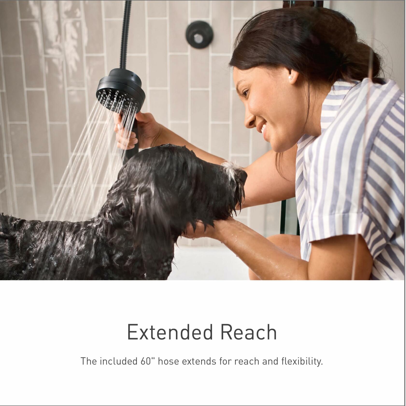 Moen Ronan Matte Black Single-Handle Modern Tub and Shower Faucet with Round Handheld Rain Shower Spray Head Featuring Magnetix, Valve Included, 82021BL