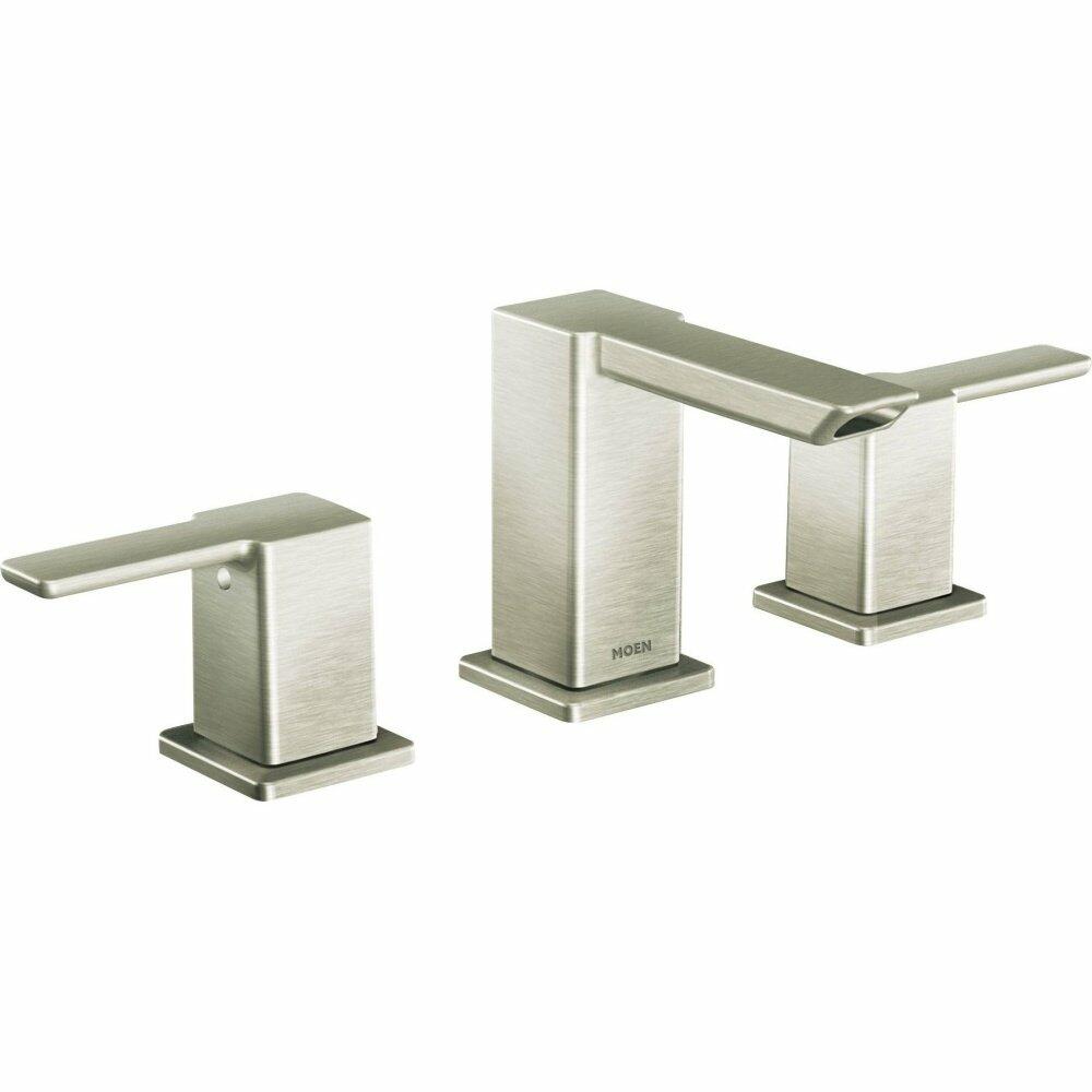 MOEN 90 Degree TS6720BN Two-Handle 8 in. Widespread Bathroom Faucet Trim Kit in Brushed Nickel (Valve Required)