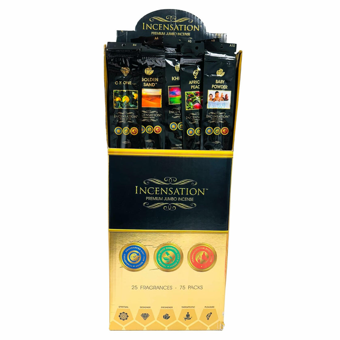 Incensation Premium Jumbo Hand-Dipped Incense Sticks 12 x 75 Packs