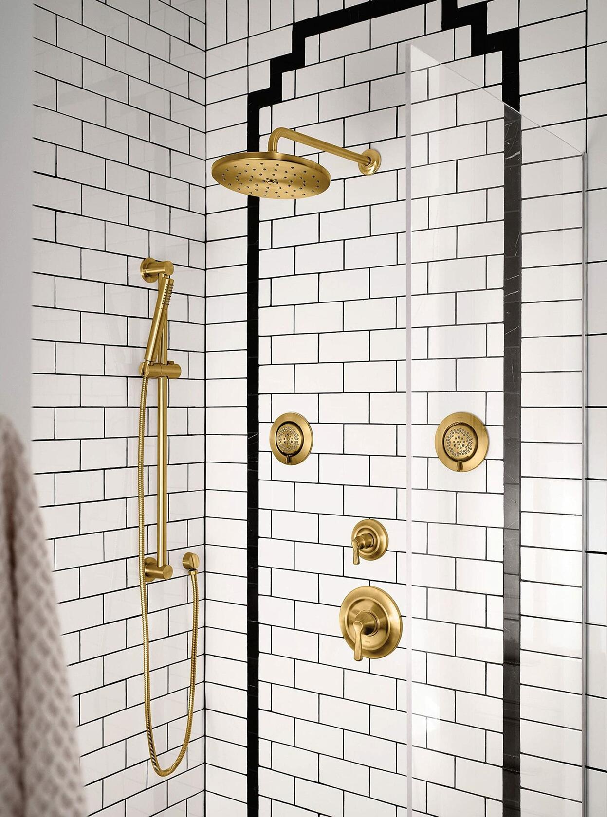 MOEN Waterhill S112BG 10-Inch Single Function Rainshower Showerhead with Immersion Rainshower Technology in Brushed Gold