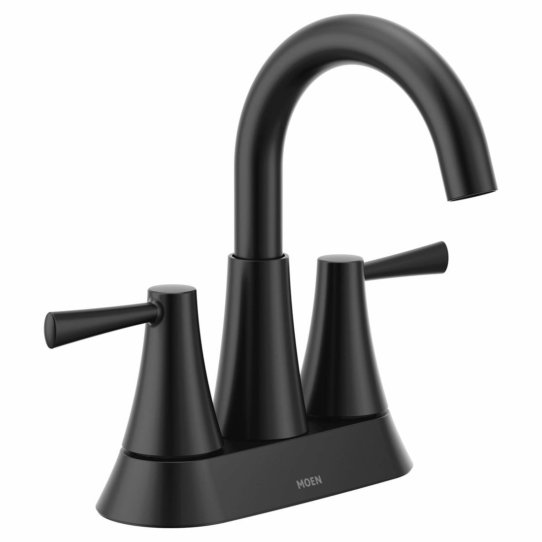 MOEN Ronan 84022BL 4 in. Centerset 2-Handle Curved Bathroom Faucet in Matte Black