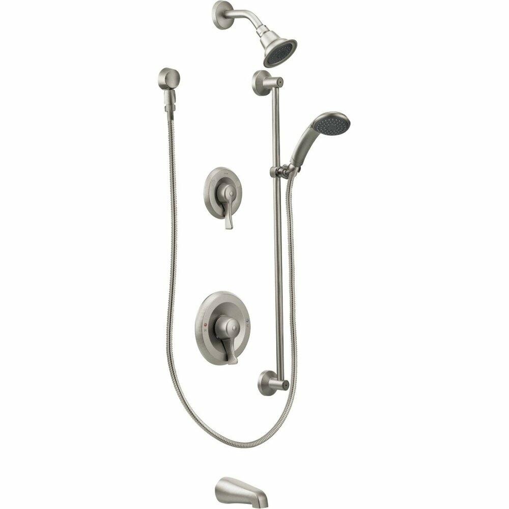 MOEN Commercial M-Dura T8343EP15CBN Posi-Temp Pressure Balanced Tub and Shower Trim Kit in Brushed Nickle