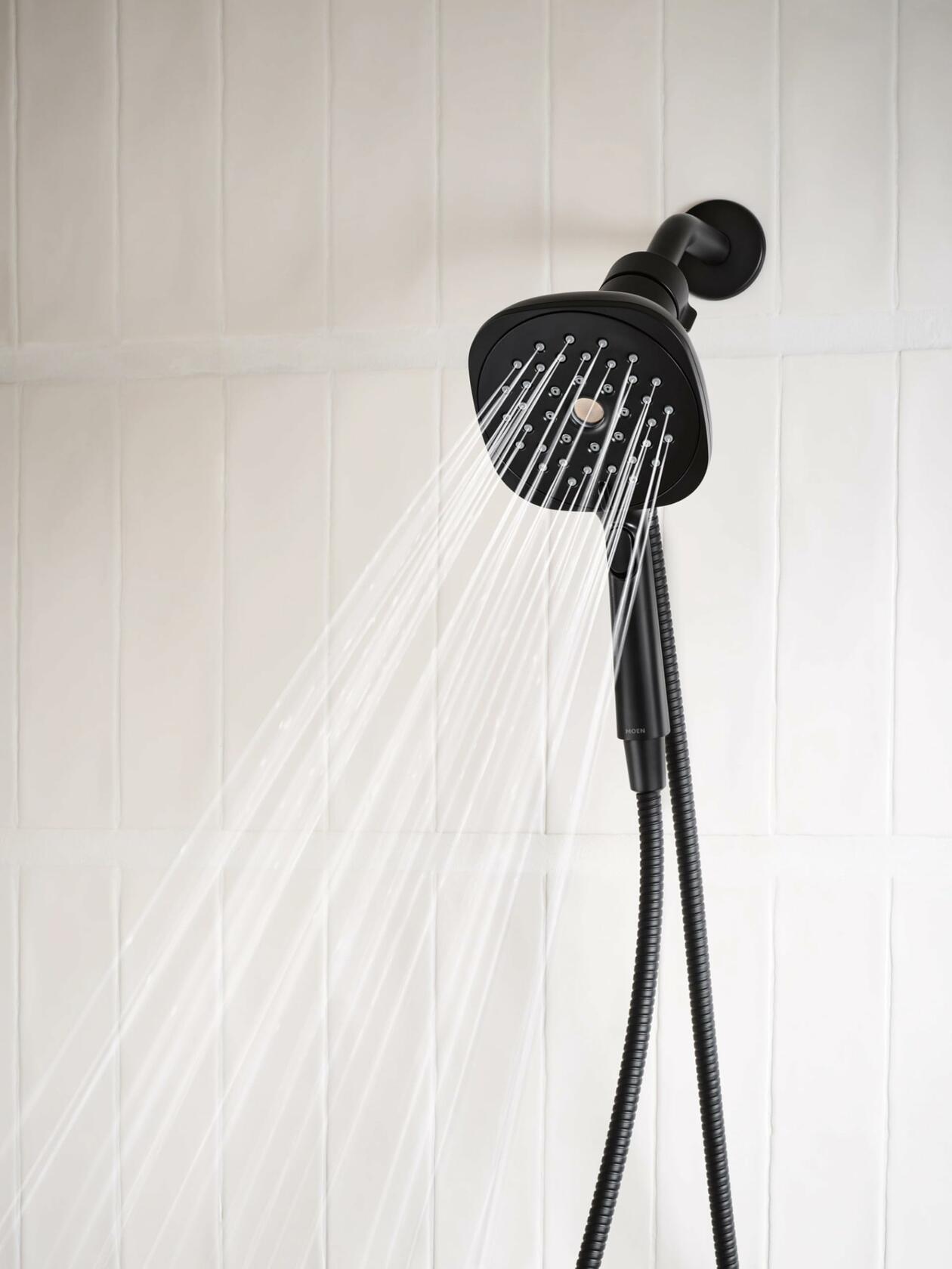 MOEN Verso 220H5BL Infiniti Dial Square Handheld Shower Spray Head in Matte Black